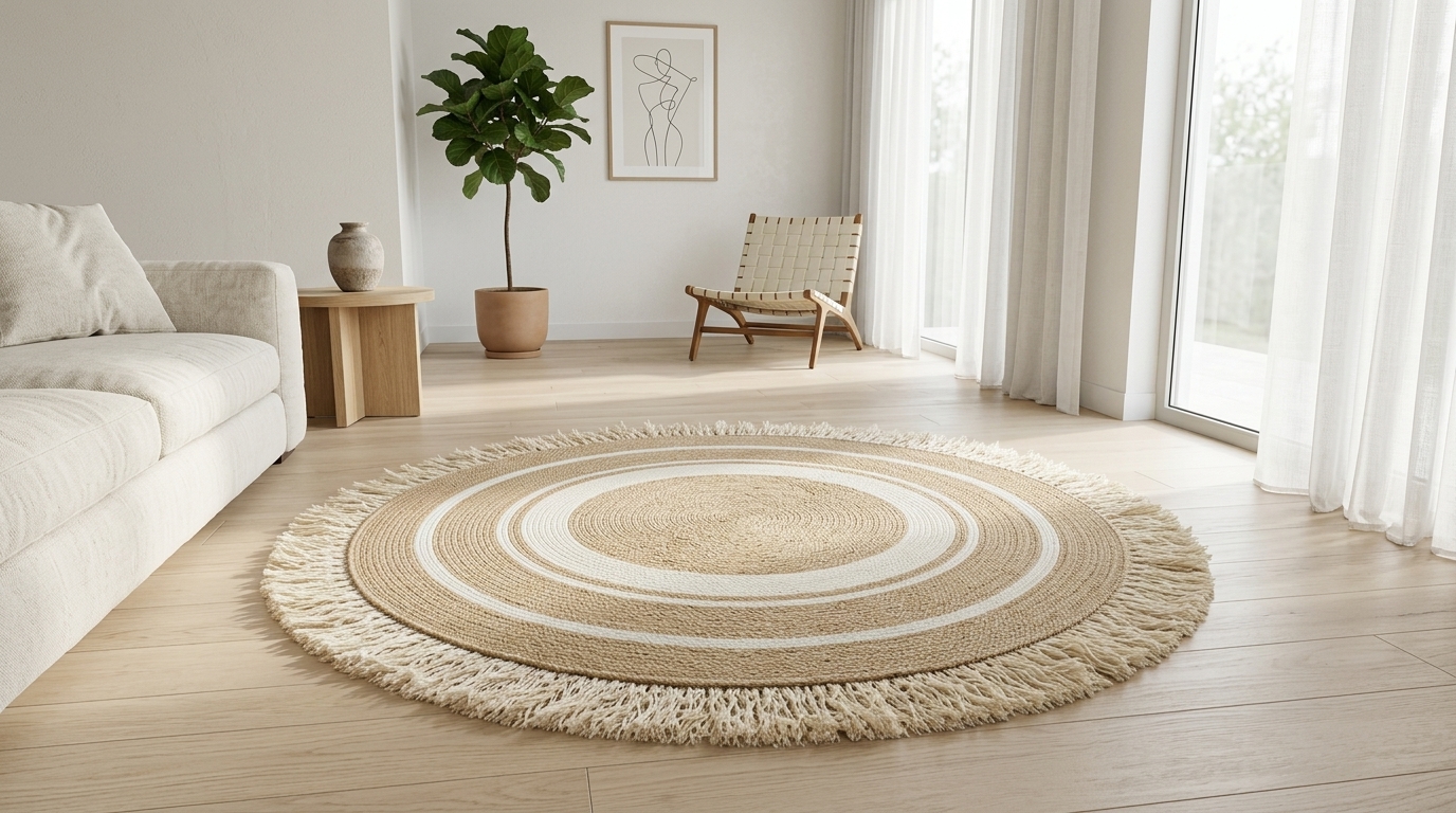 Boho Braided Mandala Circle Rug
